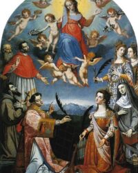 Madonna in gloria tra i santi Lorenzo, Antonio abate, Francesco, Apollonia, Cecilia, Verdiana, Carlo Borromeo e Sofia